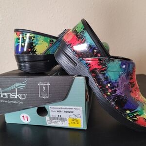 Dansko Professional Paint Splatter Patent Mules - Multicolor